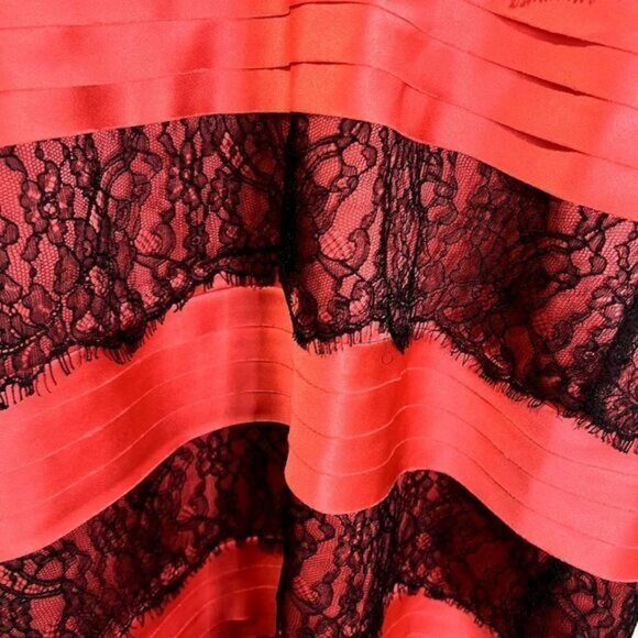 Sorella Vita Women's Red Sexy Sweetheart Neck‎ Pleated Lace Bodycon Mini dress - Picture 6 of 7